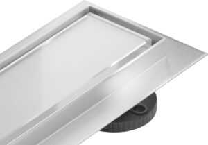 MEXEN/S - Flat 360 ° MGW podlahový žľab 80 cm otočný biele sklo 1027080-40